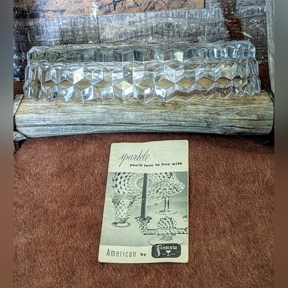 Vintage Fostoria American Three Slot Relish Crystal Dish - Picture 8 of 8